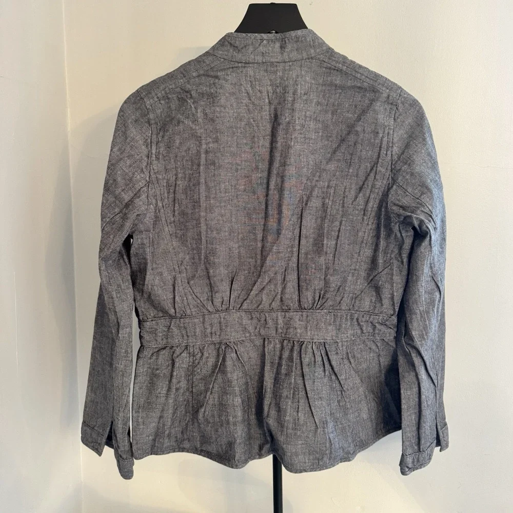 Eileen Fisher Minimalist Gray Cotton Peplum Jacket Women Small‎ Button Front